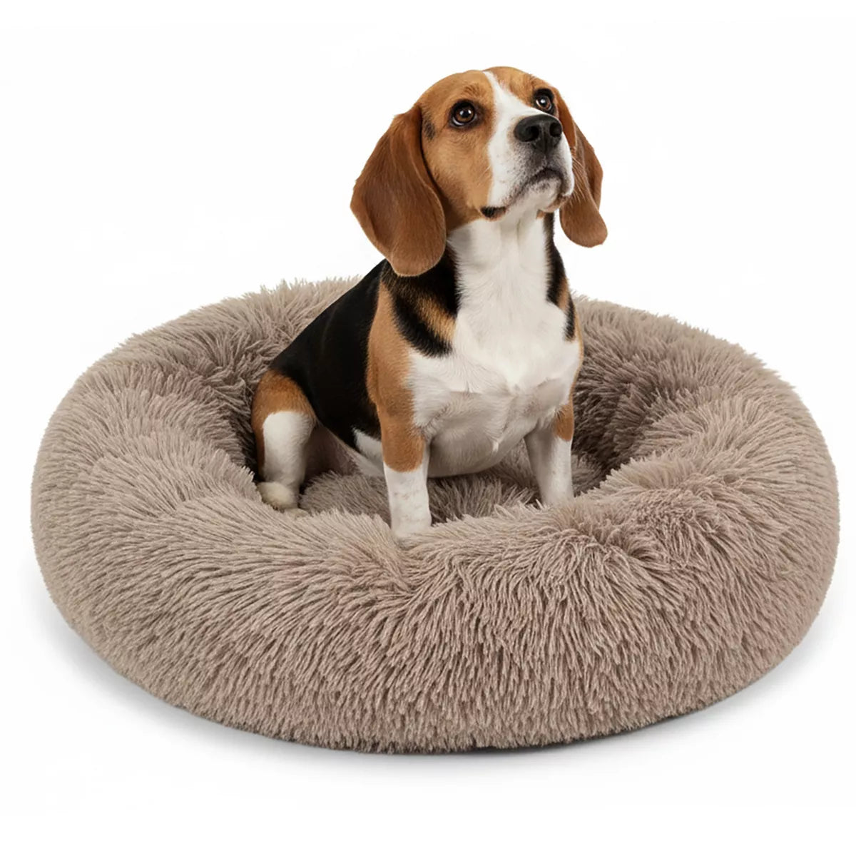 Petami Calming Dog Bed for Puppy Cat Kitten, round Washable Pet Bed, anti Anxiety Cuddler, Fluffy Plush Circular Donut Bed