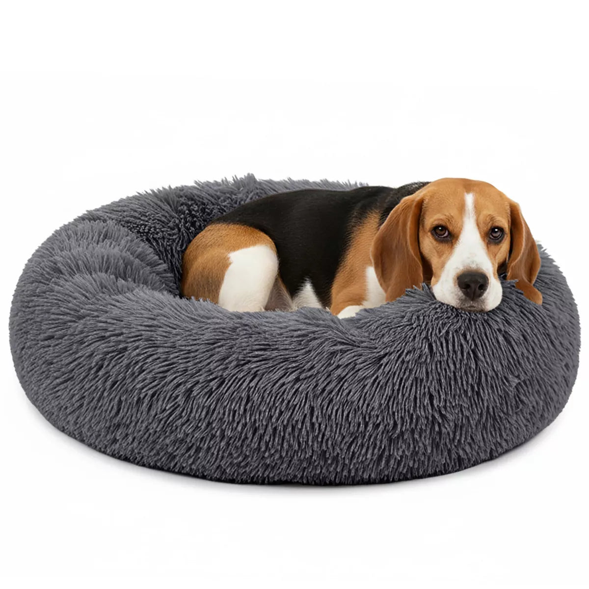 Petami Calming Dog Bed for Puppy Cat Kitten, round Washable Pet Bed, anti Anxiety Cuddler, Fluffy Plush Circular Donut Bed