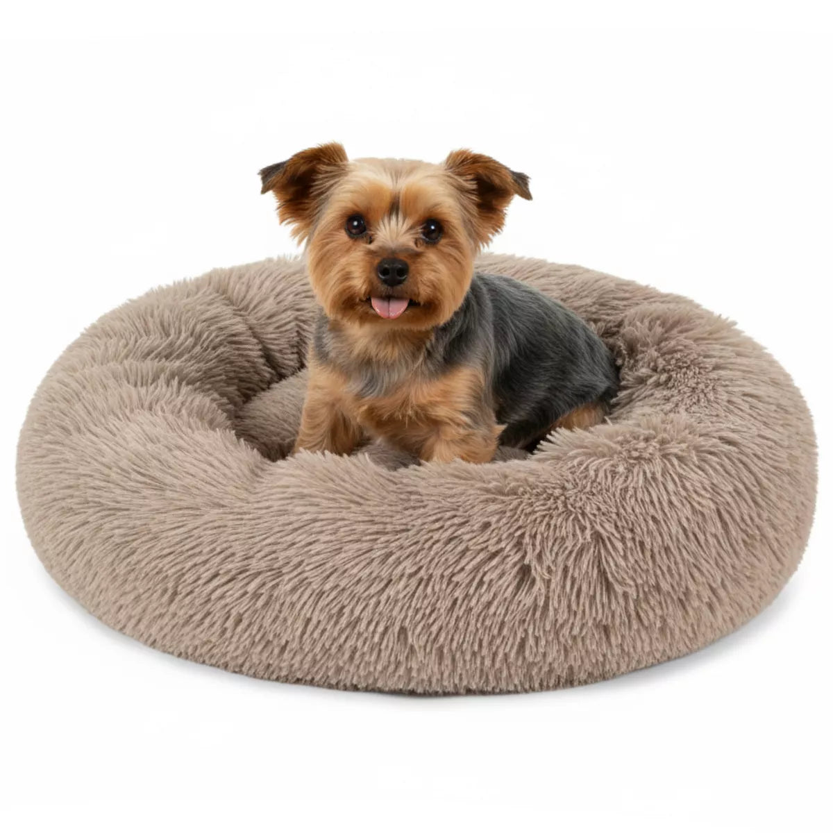 Petami Calming Dog Bed for Puppy Cat Kitten, round Washable Pet Bed, anti Anxiety Cuddler, Fluffy Plush Circular Donut Bed