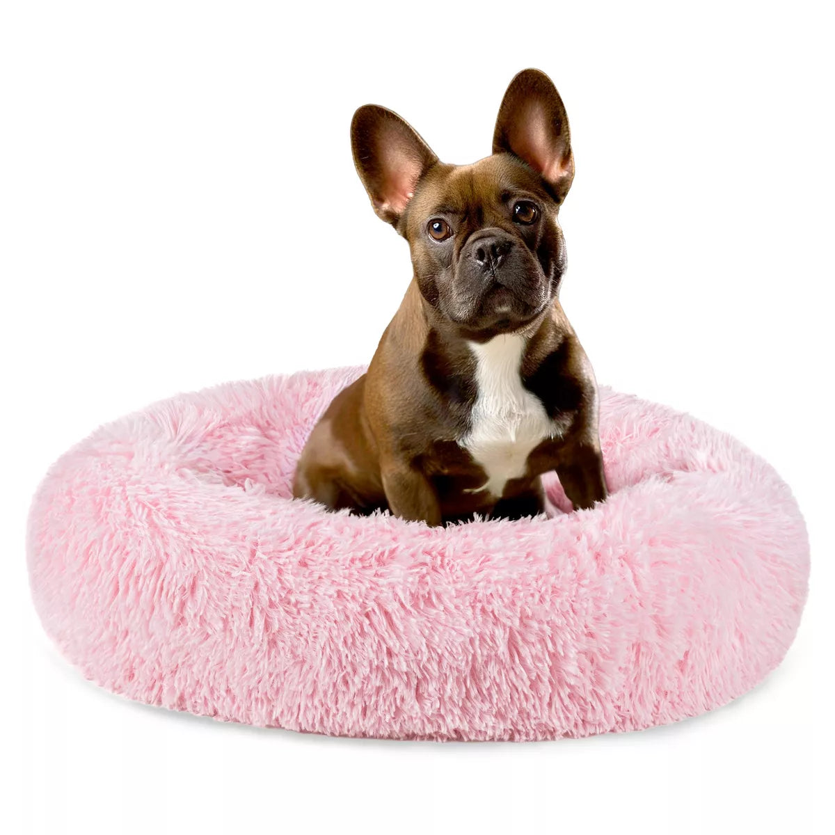Petami Calming Dog Bed for Puppy Cat Kitten, round Washable Pet Bed, anti Anxiety Cuddler, Fluffy Plush Circular Donut Bed