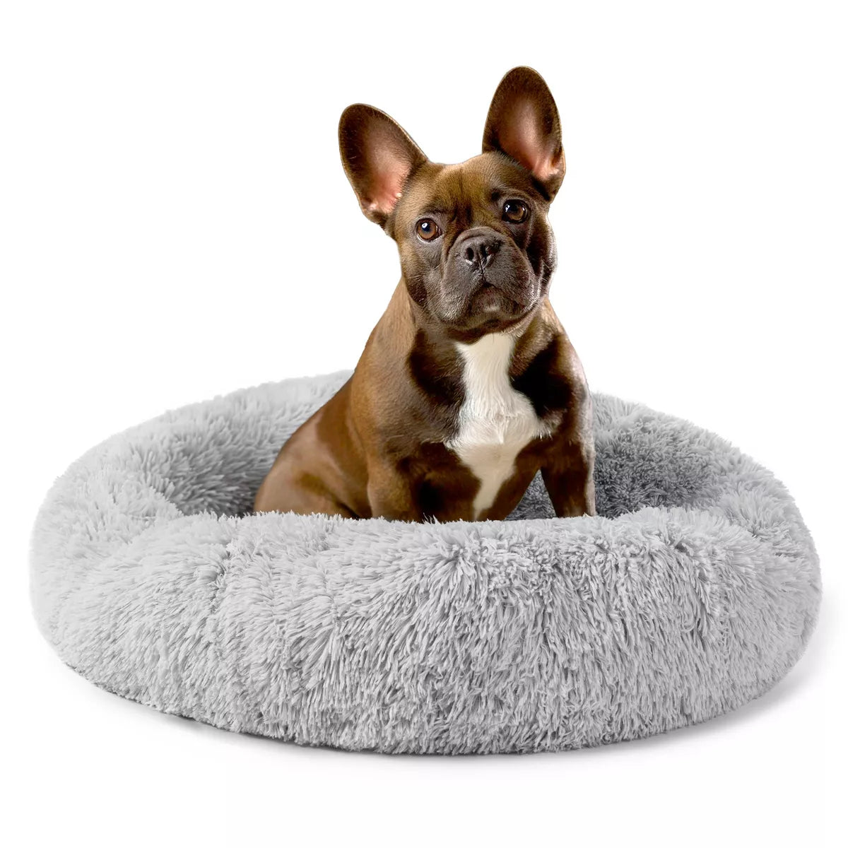 Petami Calming Dog Bed for Puppy Cat Kitten, round Washable Pet Bed, anti Anxiety Cuddler, Fluffy Plush Circular Donut Bed