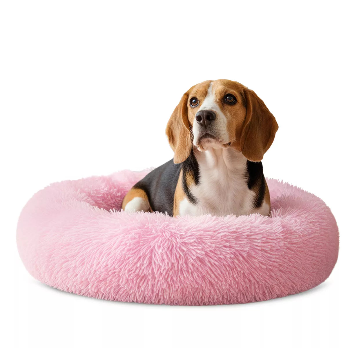 Petami Calming Dog Bed for Puppy Cat Kitten, round Washable Pet Bed, anti Anxiety Cuddler, Fluffy Plush Circular Donut Bed