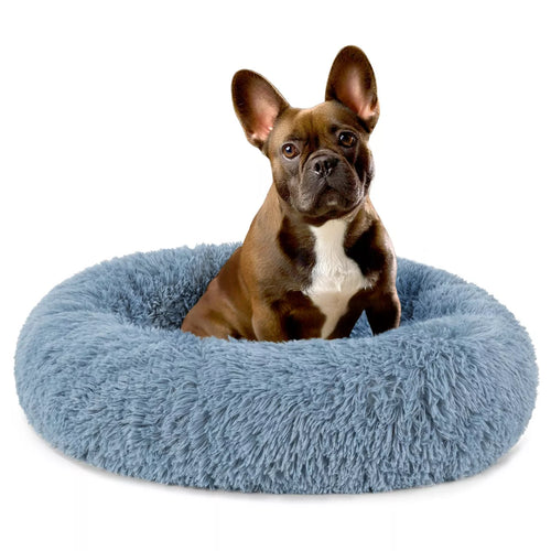 Petami Calming Dog Bed for Puppy Cat Kitten, round Washable Pet Bed, anti Anxiety Cuddler, Fluffy Plush Circular Donut Bed